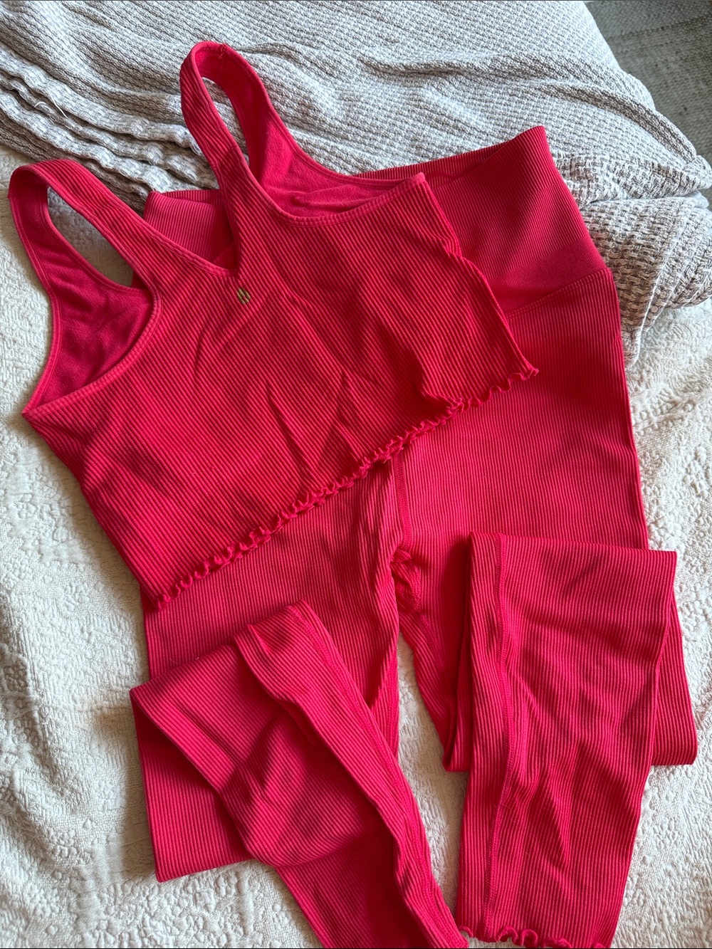 Ribbed Hot Pink Sports Bra — Women's Supportive Racerback